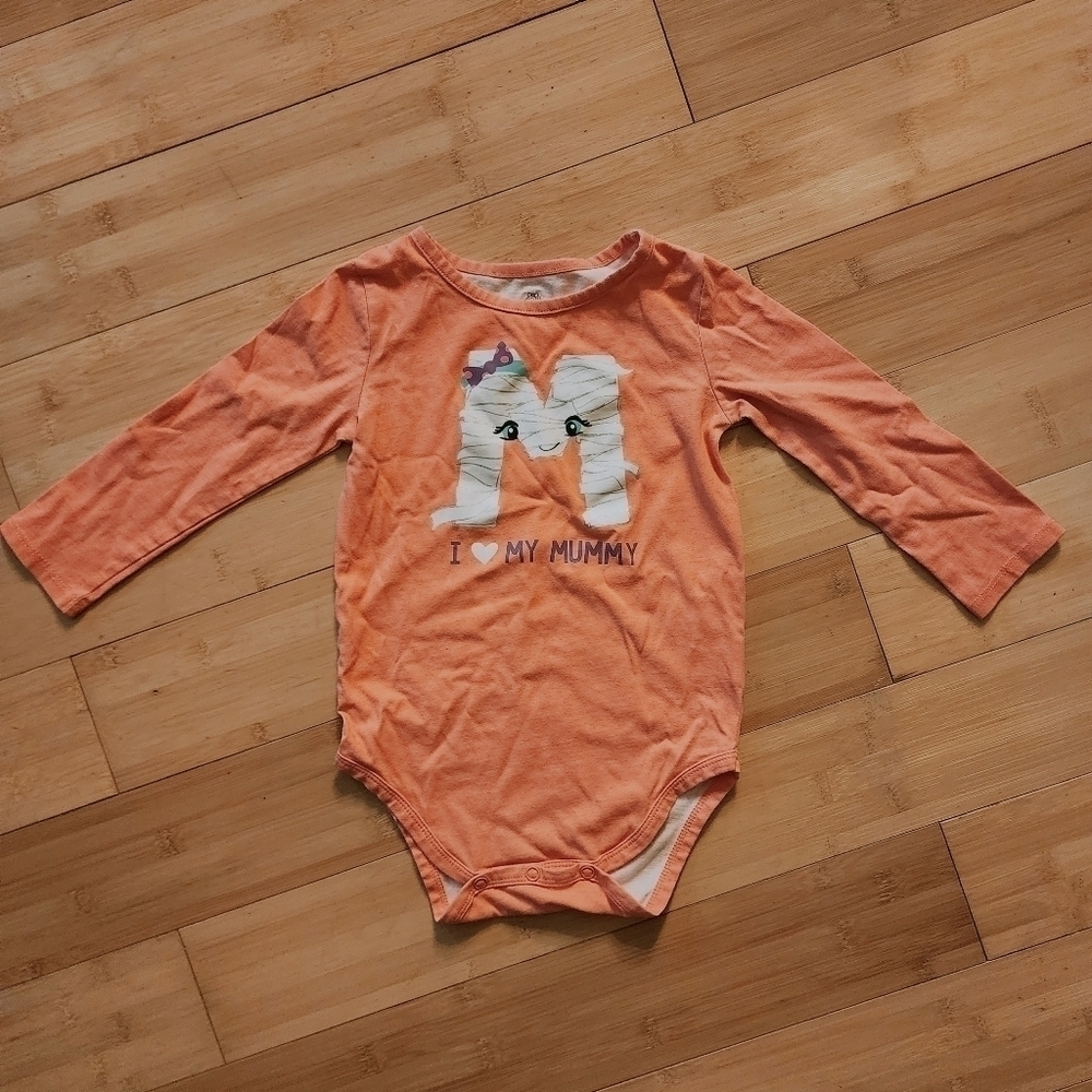 Okie Dokie "I Love My Mummy" Coral Long Sleeve Halloween Onsie 24M Toddler EUC